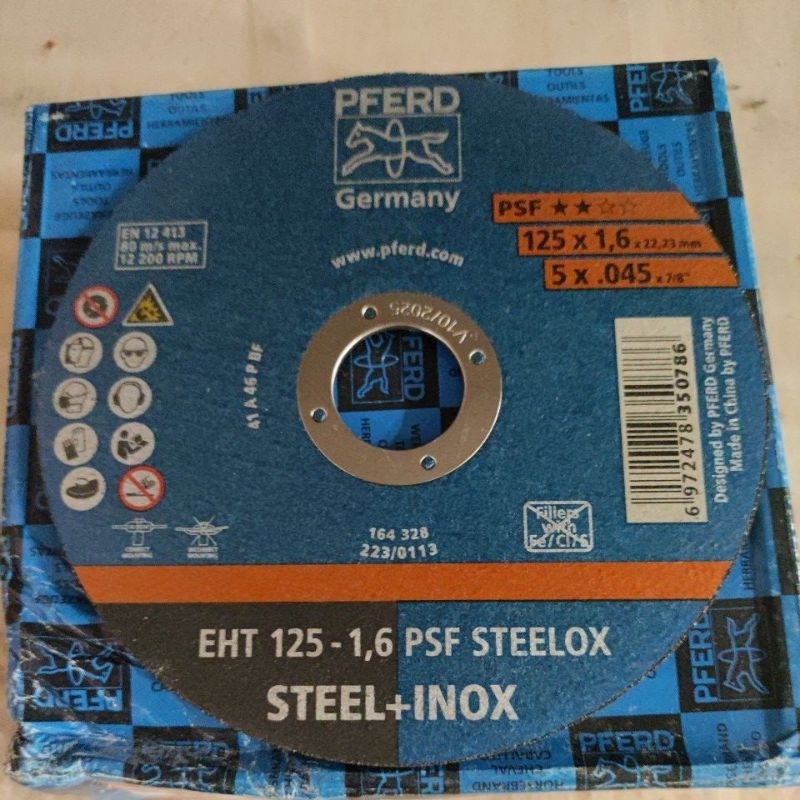 PFERD EHT 125-1,6 PSF STEELOX Mata Batu Gerinda Potong 5" Cutting Wheel 5 Inch