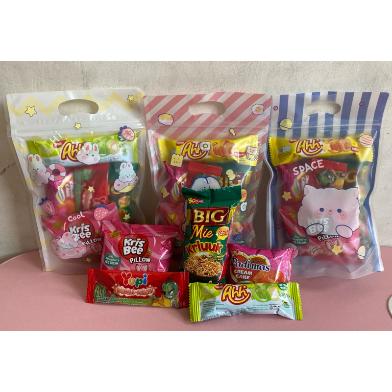 

[SATU HARI JADI] PARCEL SNACK ULANG TAHUN | PAKET SNACK 5.500 | PARCEL IDUL FIRTI | MINI HAMPERS MINI GIFT SNACK | SNACK ZIPLOCK MINI LUCU