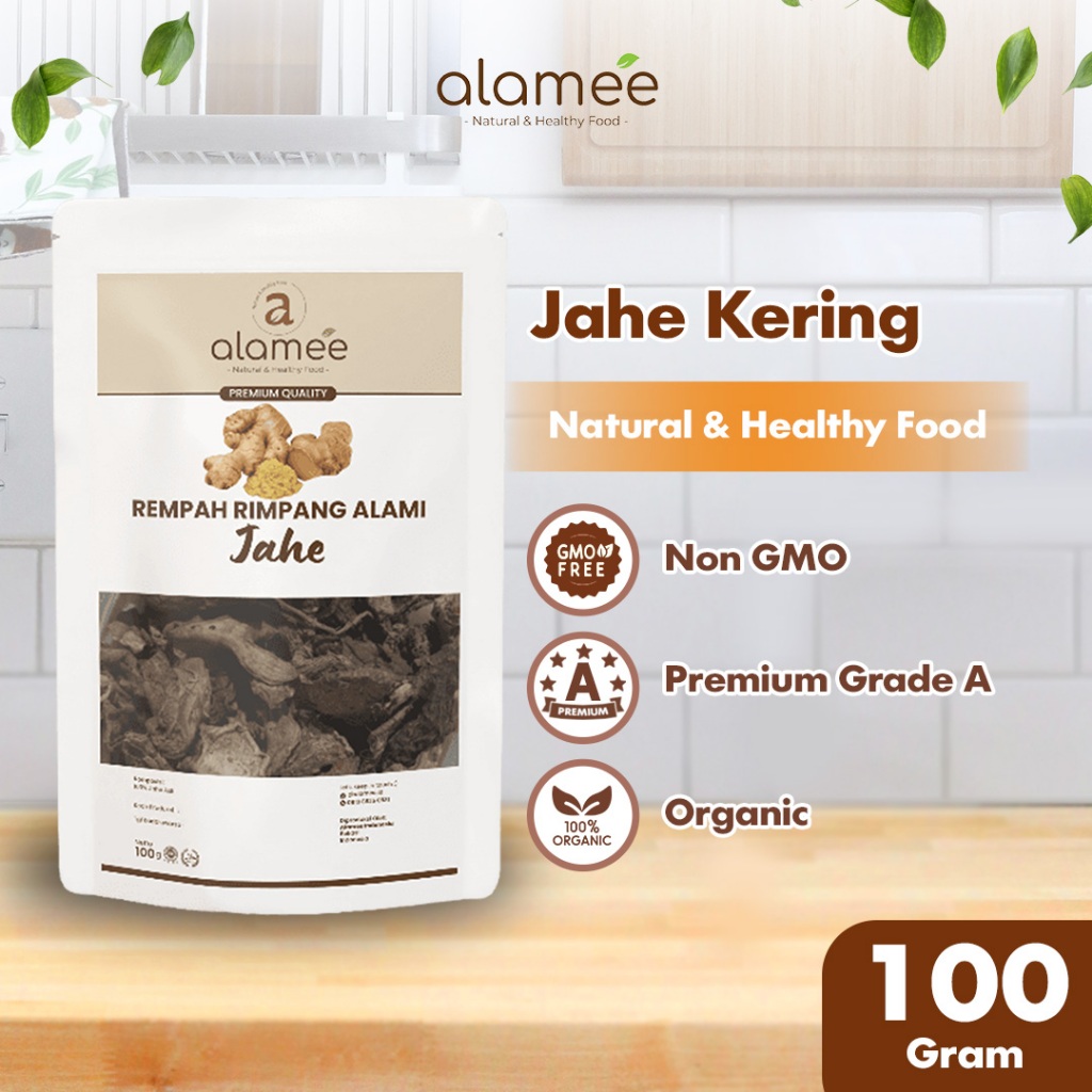 

ALAMEE Jahe Kering Iris Dried Ginger Rempah Rimpang Organik Alami Bumbu Masakan Masak Organic 100g