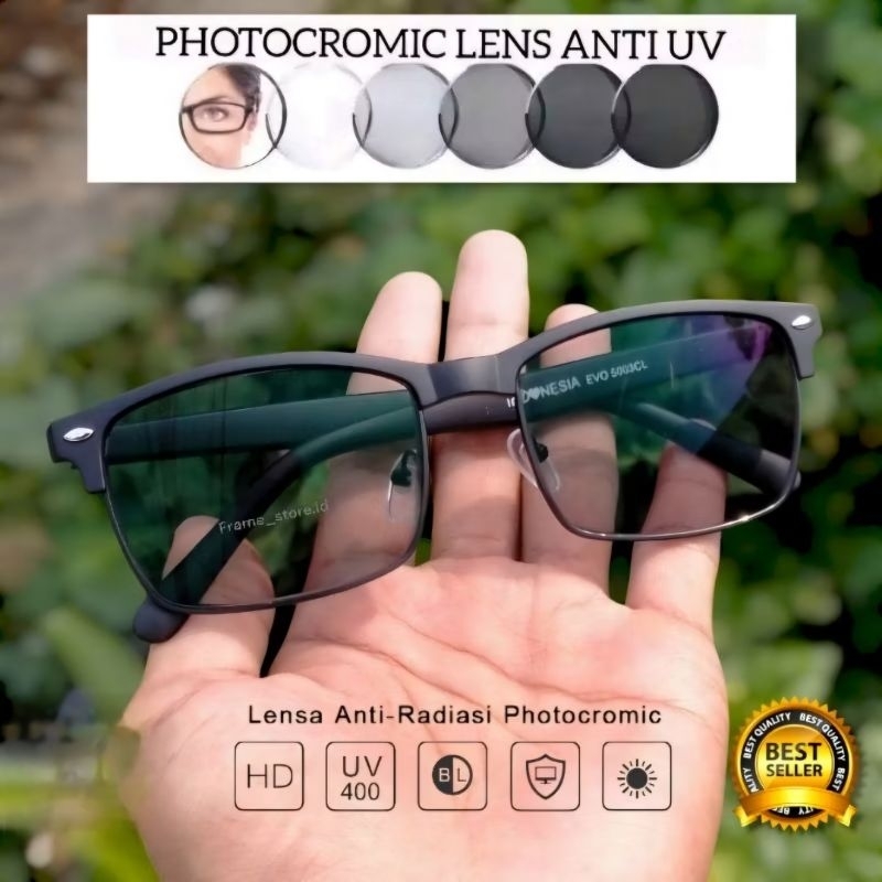 Kacamata PROGRESIF Photocromic berubah warna kacamata baca lensa optik asli
