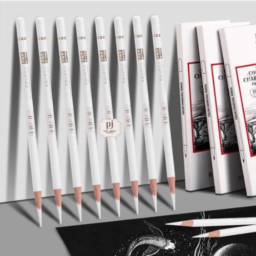 

Pen Pencil Arang White Charcoal Alat Tulis Perlengkapan Menggambar Pena Pensil Putih Set 8 Pcs