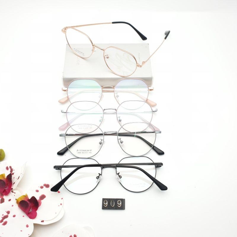 frame kacamata pria wanita unisex oval titanium L909