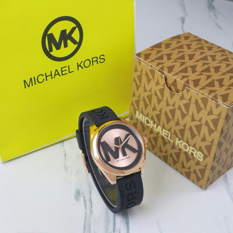Jam tangan Wanita Terlaris MICHAEL KORS MK767 Tali rubber lembut Paket Box&Paperbag+batrai (Bisa COD