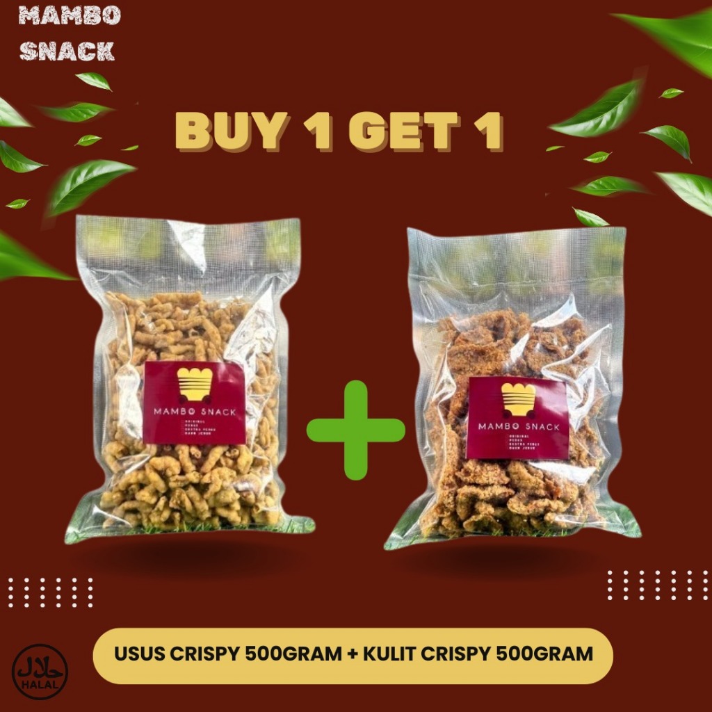 

PAKET COMBO D (1KG) - Usus Crispy 500gr + Kulit Crispy 500gr (Edisi Terbatas)