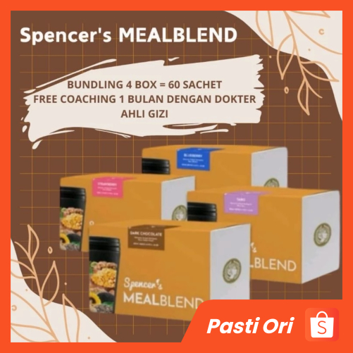 

Promo Bundling 4 Box 60 Sachet Multigrain Spencer's MealBlend Meal Replacement Solusi Langsing Sehat