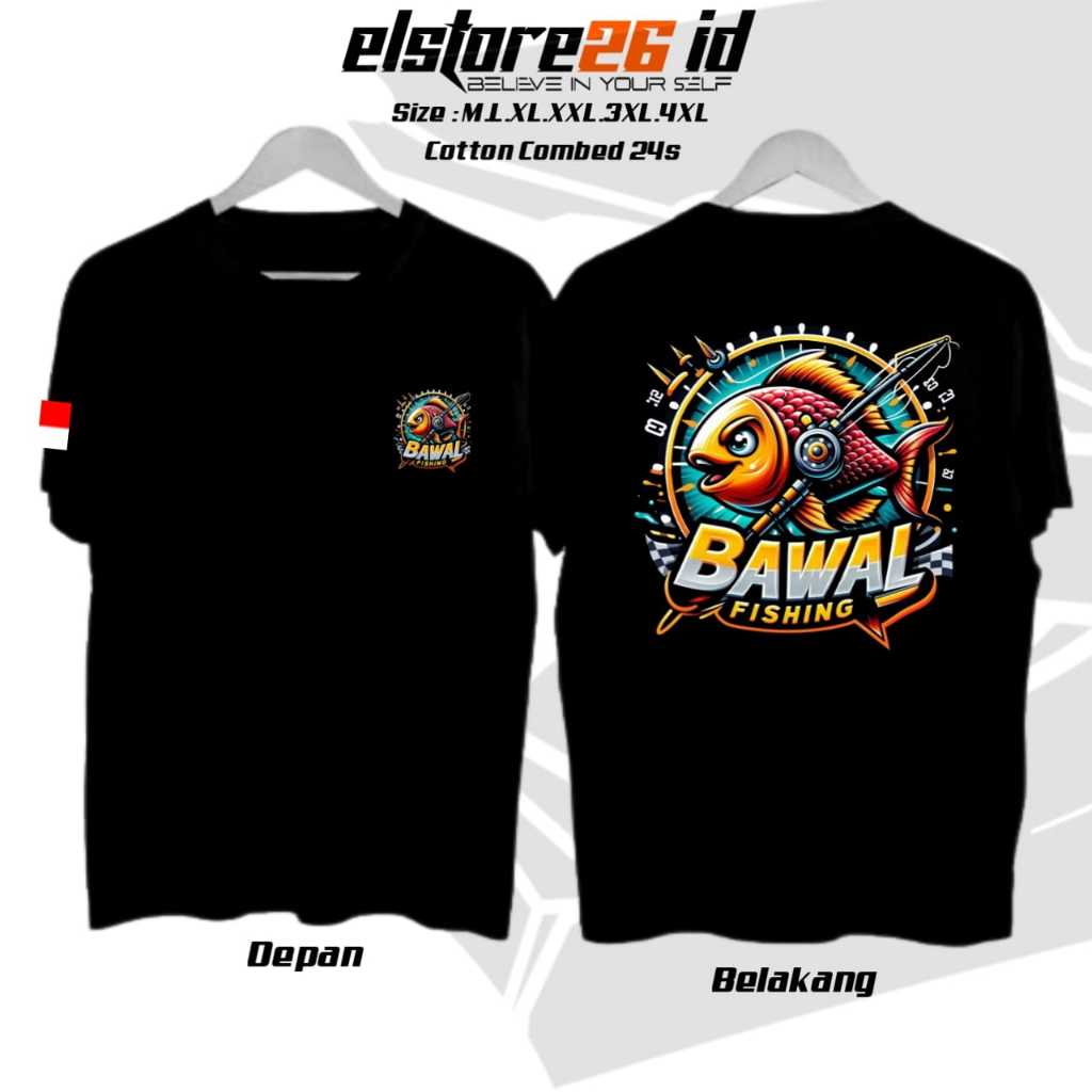 ELSTR26 TSHIRT DISTRO BAWAL  | FREE TAMBAH NAMA KAMU | KAOS MANCING KATUN COMBED 24s | BAJU MANCING 