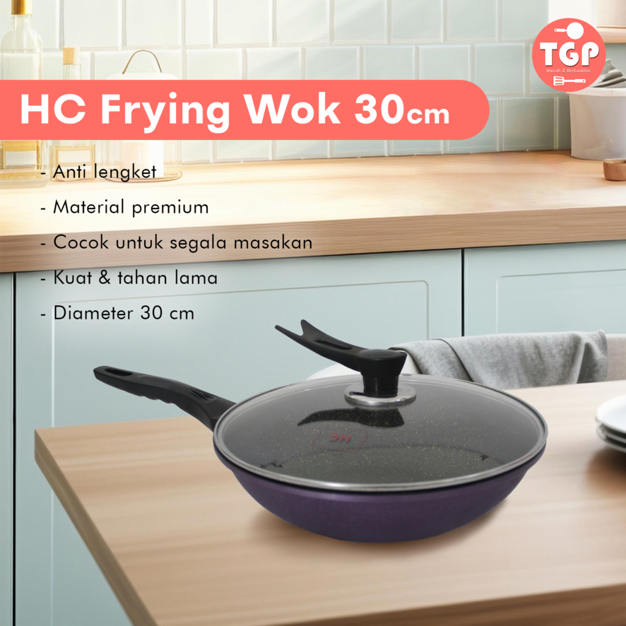 PANCI WAJAN WOK PAN MARBLE HC ANTI LENGKET 30CM INDUKSI DIE CAST