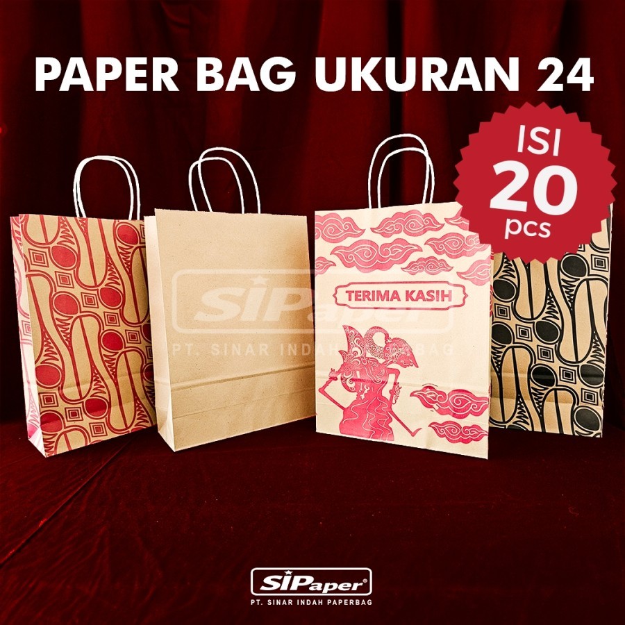 

Paperbag SIPaper 24 x 9 x 33,5 cm (20 Pcs) Tas Hampers, Berkat, Goodie