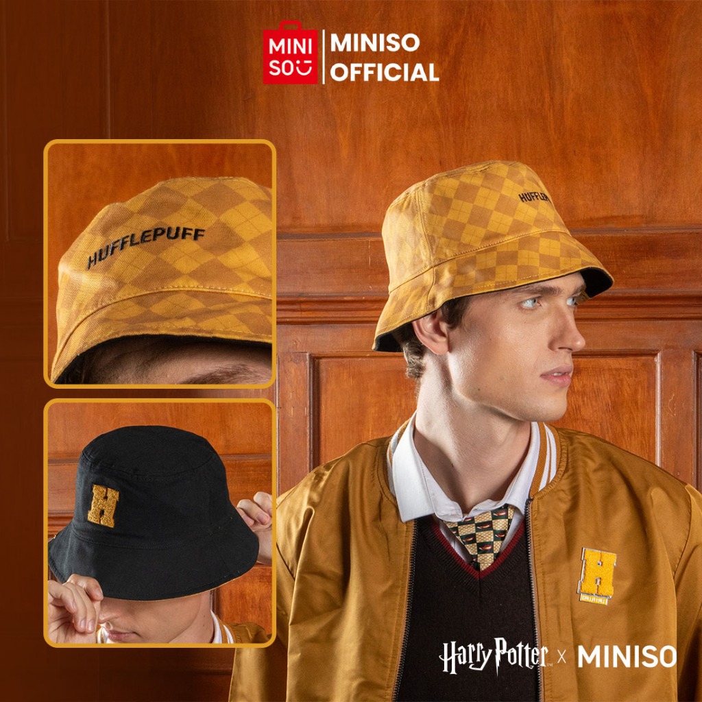 Miniso x Harry Potter Topi Bucket Hat Dua Sisi Fashion Korean Style Outdoor