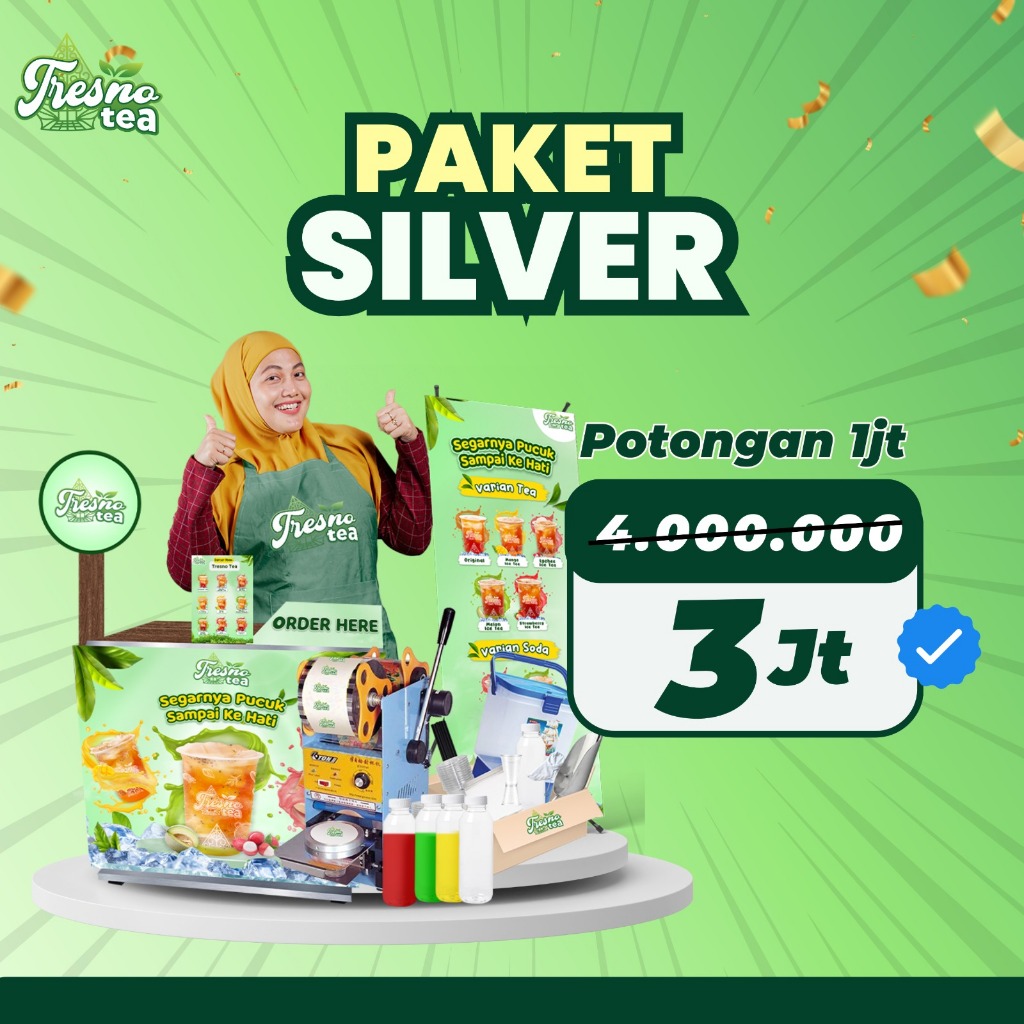 Kemitraan Franchise Minuman Es Teh Termurah Terlaris Kekinian TRESNO TEA - Paket Silver