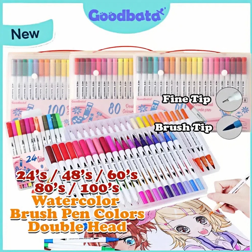 

ART S2R6 Goodbata 3668112 Spidol Warna Set Spidol Brush Pen 2 Tips Spidol Set Marker Drawing Pen