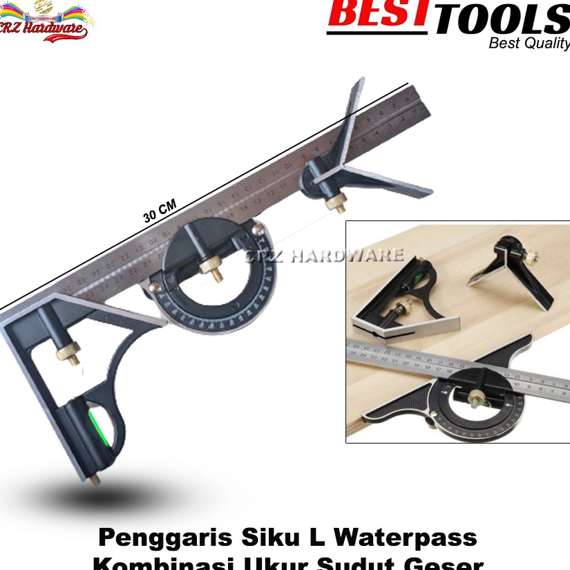 

ART M5C7 Penggaris Kombinasi Siku waterpas 3cm Combination Square Waterpass