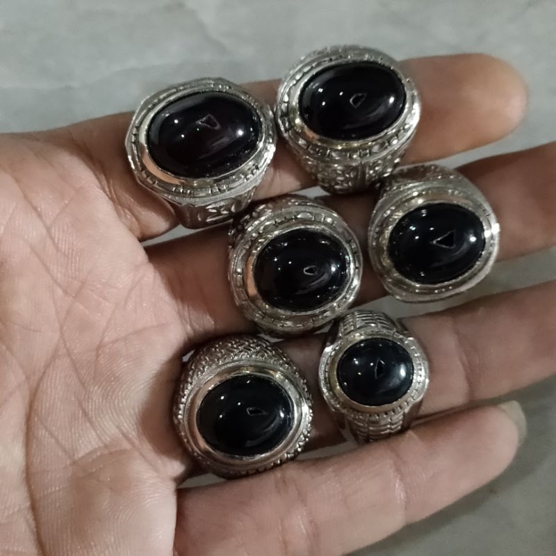 CINCIN BATU COMBONG HITAM RING ALPAKA