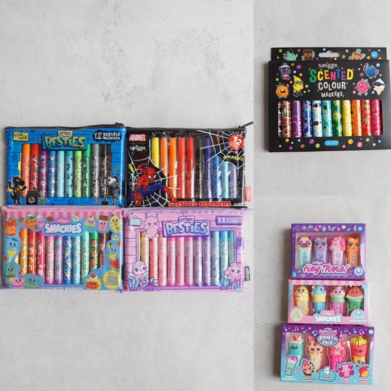 

ART I9Q3 Smiggle Scented MarkerHighlighter Set 12 4 pcs alat tulis spidol stabilo sekolah anak stationery