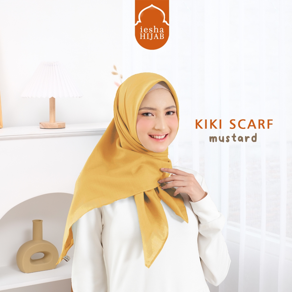 HIJAB SEGIEMPAT MUSTARD - HIJAB KATUN, jilbab kuning mustard, jilbab mustard, jilbab kuning pns, jil