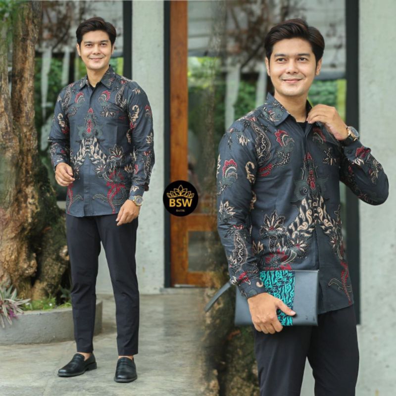 Kemeja Panjang Pria Slim Fit Baju Batik Lengan Panjang Batik Slim Fit