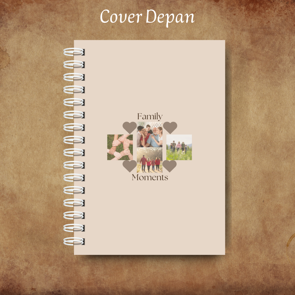 

Notebook A5 Isi 50 lembar Soft Cover Kawat Spiral Custom Foto di Cover Family Moments