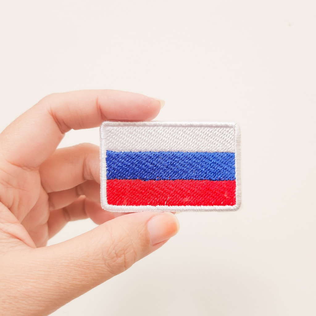 PATCH BORDIR COUNTRY FLAG / BADGE BORDIR RUSIA FLAG / INTERNATIONAL FLAG IRON PATCH