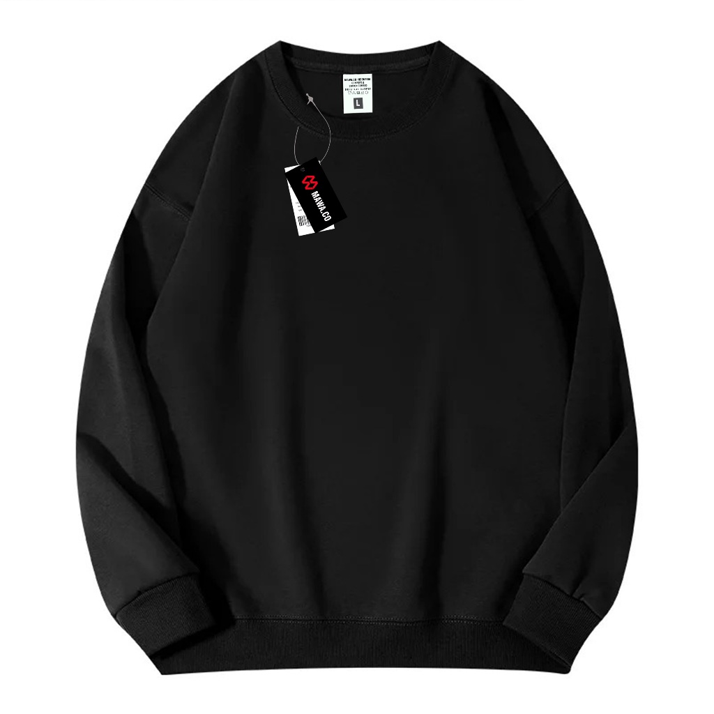 Mawa.co - Sweater Tebal Motif Polos Hitam