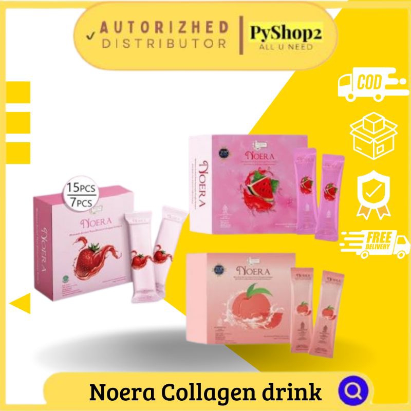 Noera Collagen drink Strawberry Watermelon Peach Noera collagen drink suplemen Mencerahkan suplemen 