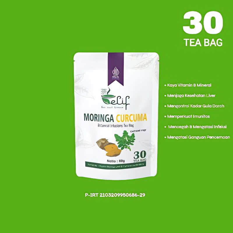 

Teh Tea Moringa Curcuma Daun Kelor Kunyit 30 Bag
