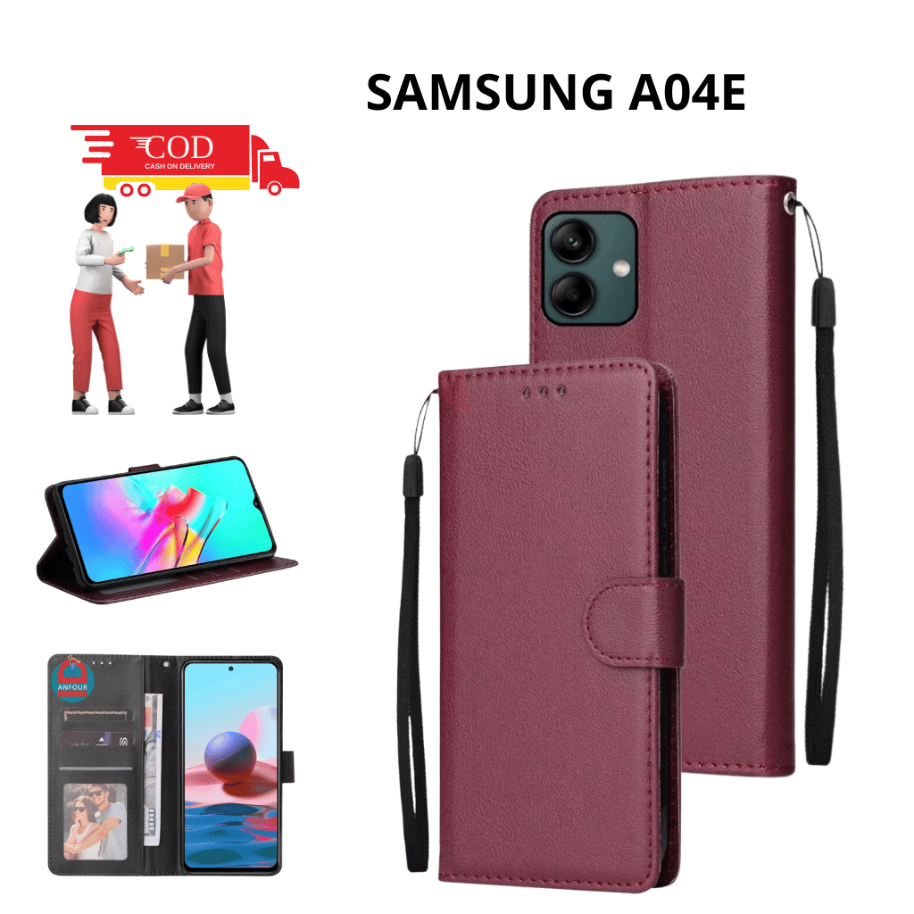 CASE SAMSUNG A04E FLIP COVER LEATHER CASE FLIP CASE WALLET CASING DOMPET CASING HP SILIKON