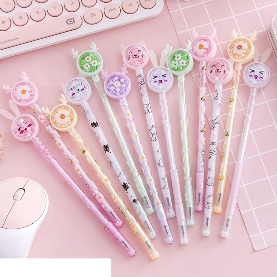 

S7D Pulpen Karakter Payet Gliter Bunny Lucu Pena Gel Bolpen Pastel Alat Tulis ATK Barang Unik
