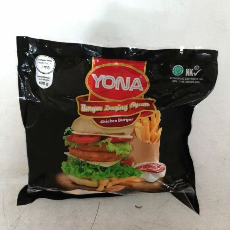 

Yona Chicken burger / Chiken Nugget 600gr isi 10 pcs / Nicky Frozenfood