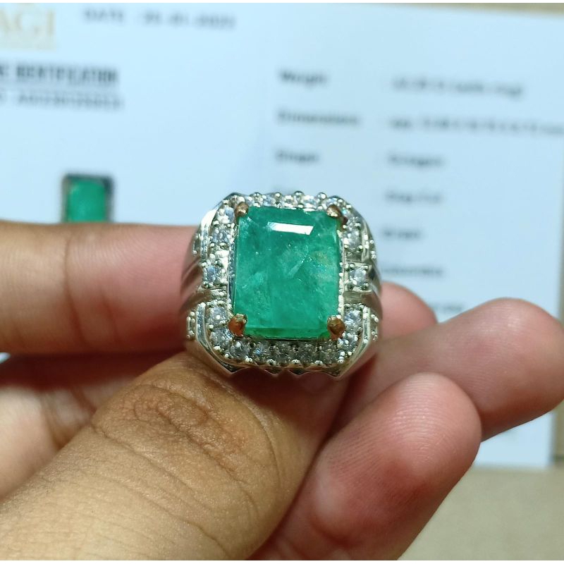 BERSERTIFIKAT BATU CINCIN BATU PERMATA ZAMBRUD ORIGINAL COLOMBIA