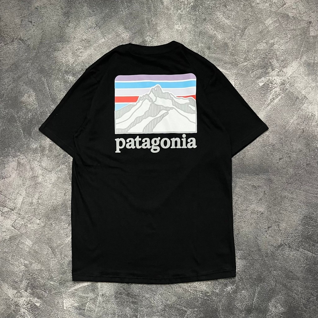 Patagonia Mountain Kaos Pria Original Branded Limited Edition Lengan Pendek Full Tag Label