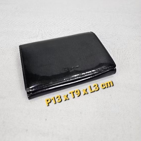 Comme Ca Du Mode Sacs Japan Wallet Patent Leather Glossy Black Bifold Limited Dompet Wanita/Cewek