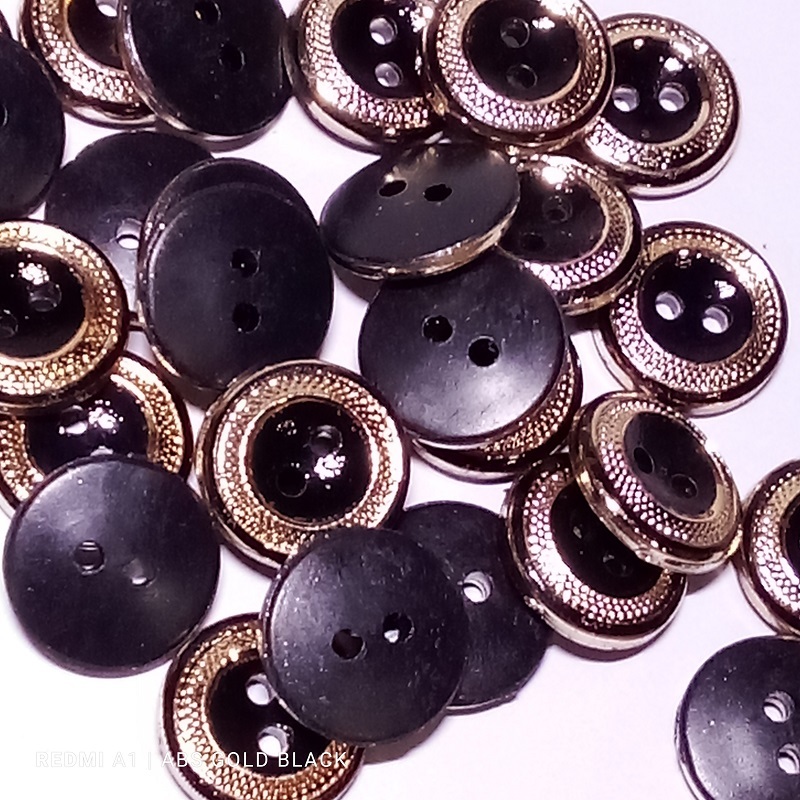 Kancing Baju Kemeja Wanita Warna Hitam Gold ABS Gold