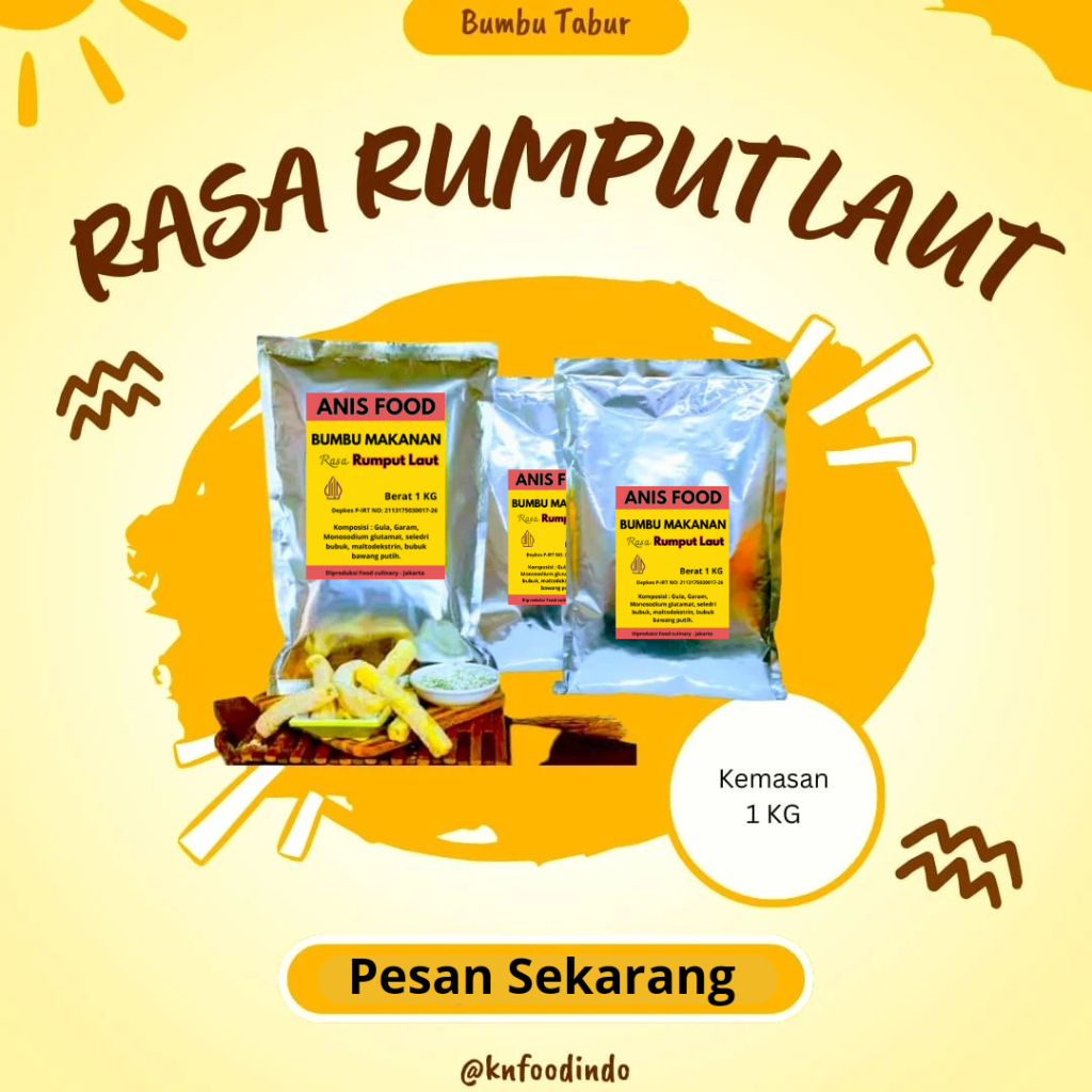 

ANIS FOOD Rasa RUMPUT LAUT KEMASAN 1KG | BUMBU TABUR ALA SHIHLIN