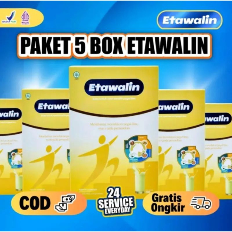 

ETAWALIN PAKET 5 BOX ASLI BPOM SUSU KESEHATAN TULANG DAN SENDI BPOM