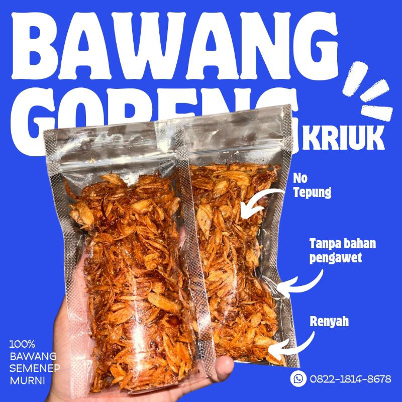 

BAWANG GORENG PREMIUM ASLI SUMENEP PAKET 2PCS 55 GRAM