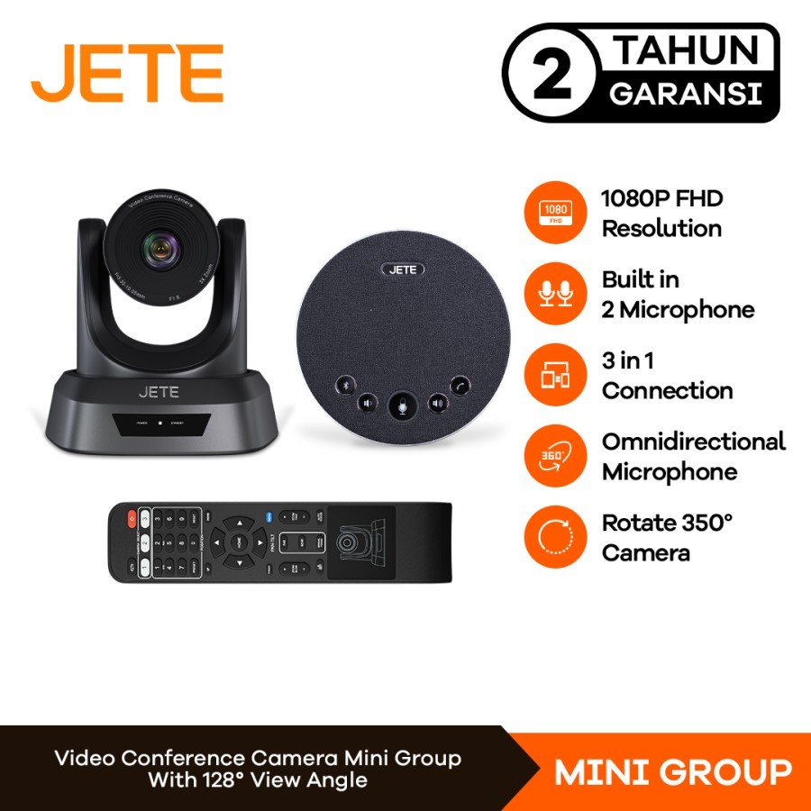 Webcam Video Conference PTZ 3x Zoom Microphone Speaker JETE Mini Group