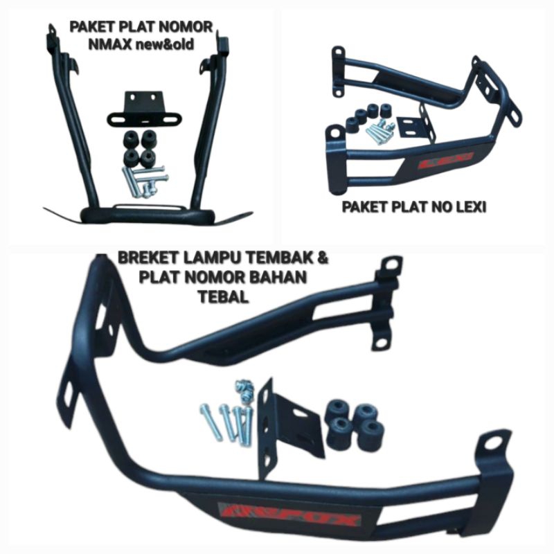 breket dudukan plat nomor dan lampu tembak depan PNP motor LEXI AEROX NMAX NEW OLD