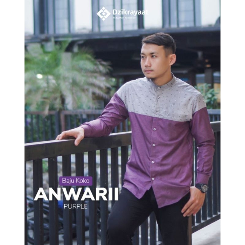 BAJU KOKO DZIKROYAT TERBARU KOKO KEKINIAN KOKO ANWARI UNGU LENGAN PANJANG KEMKO DZIKRAYAAT ANWARI GR