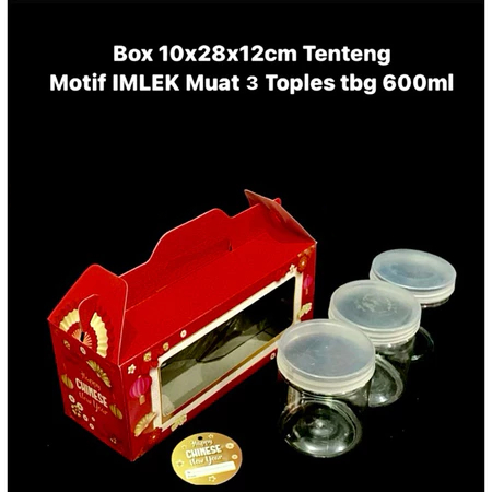 

Dus Tenteng Cookies Imlek Box Hampers Kuker Muat 3 Toples Tabung 600 Ml Ukuran 10x28x12cm