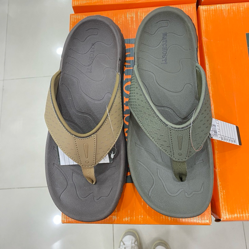 • WATCHOUT • sandal pria • sandal japit bahan karet semi kulit