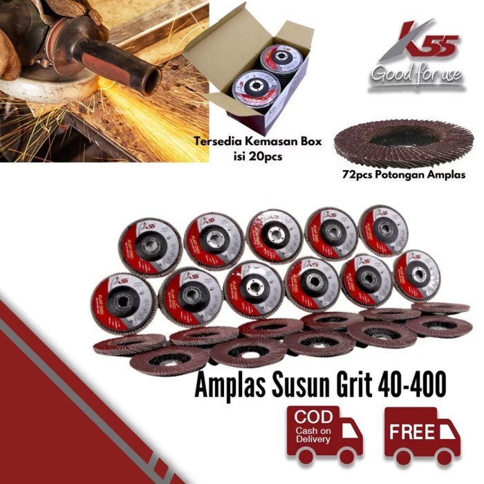 Amplas Susun 4" / FLAP DISC 100x16mm Grid 40-400 Mata Batu Gerinda atau Grinda Kertas Amplas Susun-6