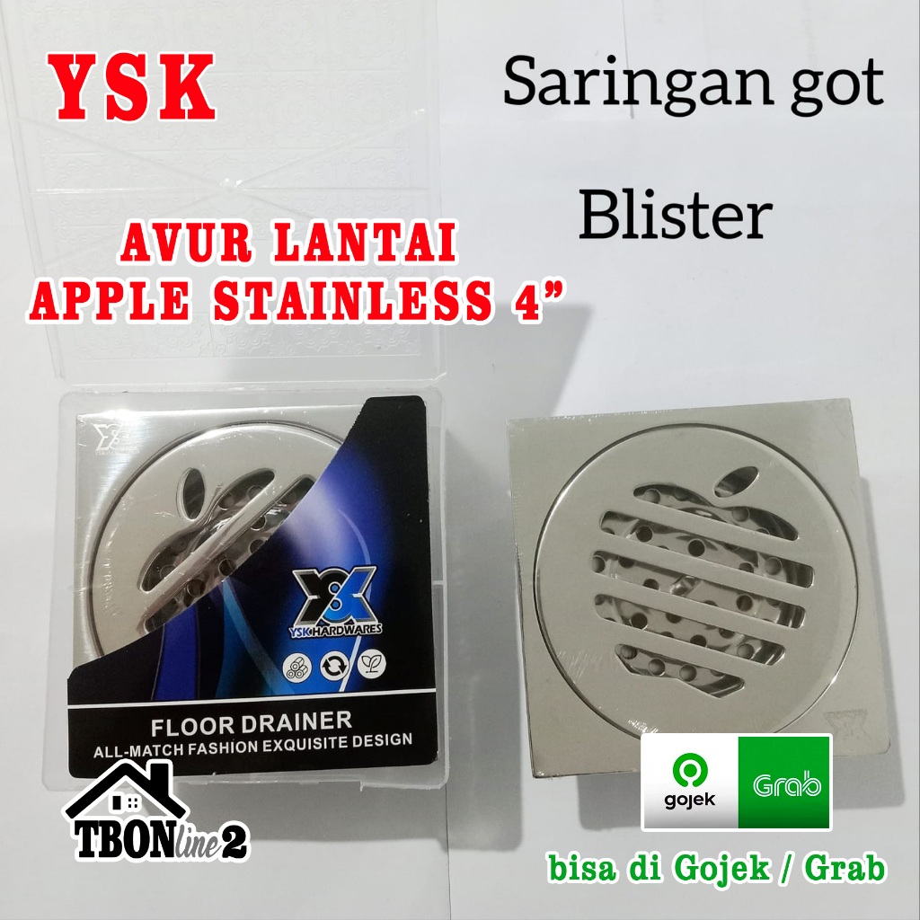 FLOOR DRAIN AVUR LANTAI STAINLESS + KUNINGAN YSK 4" MODEL APPLE