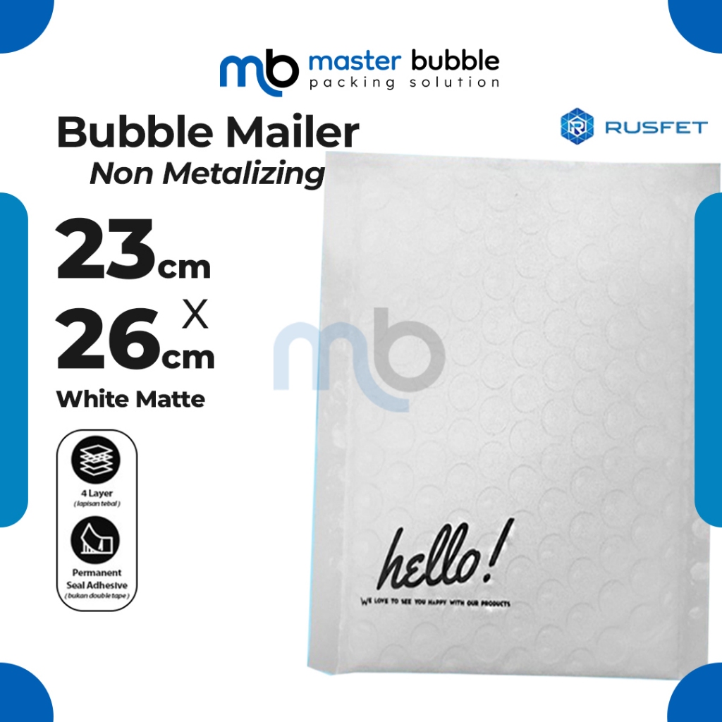 Amplop Envelope Bubble Mailer Putih Dove 23 x 26 cm / Security Bag Mailer Rusfet Harga Ecer Satuan