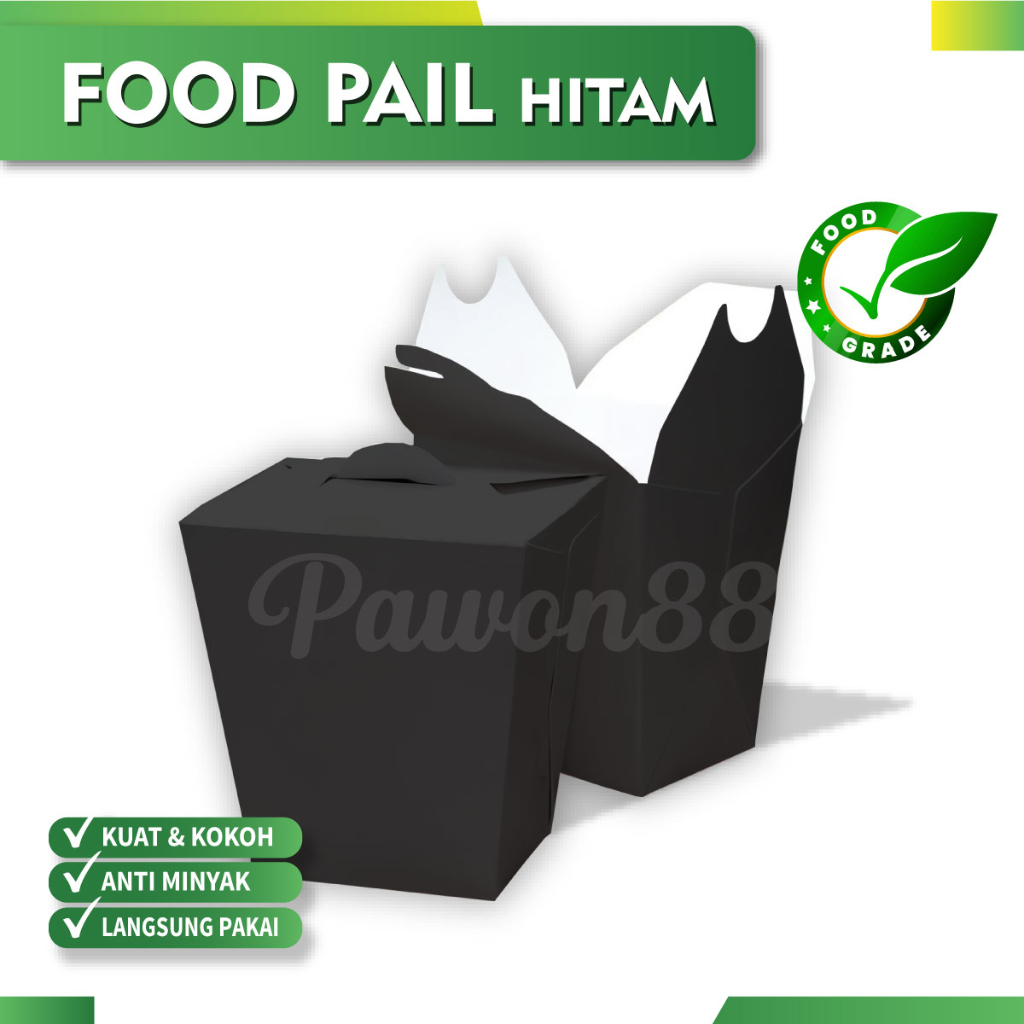 Food Pail - Food Pack - Box Pail - HITAM