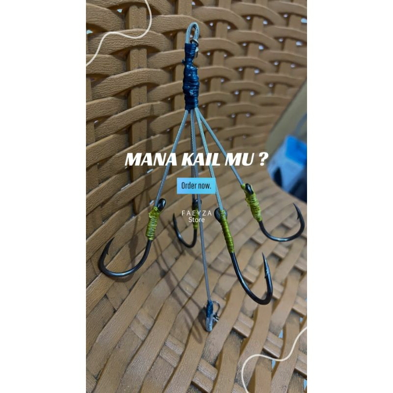 kail garong 15 BESAR,  4 mata baja seling premium, dengan snap dan kili-kili