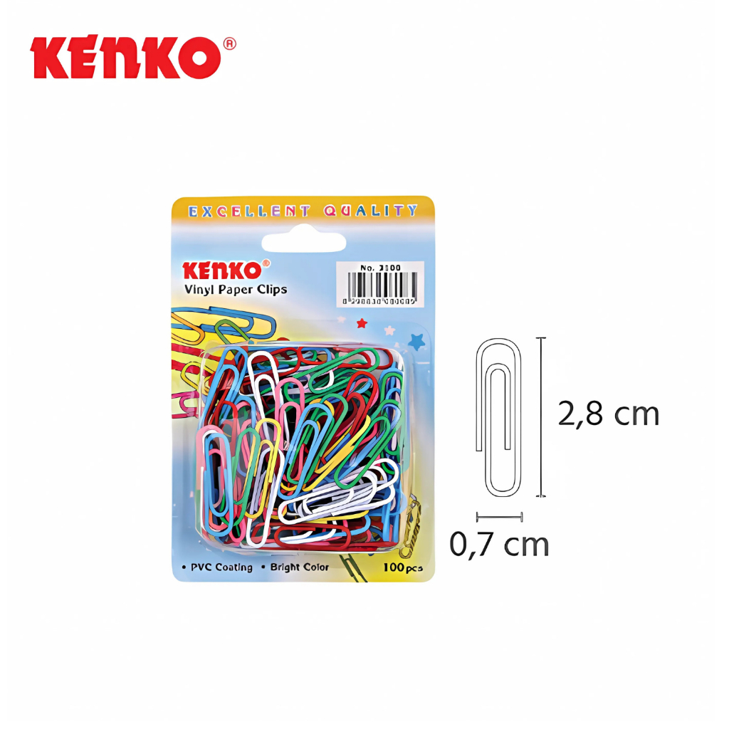 

PAPER CLIP / KLIP KERTAS / PENJEPIT KERTAS / PENJEPIT DOCUMENTS KENKO 3100 WARNA