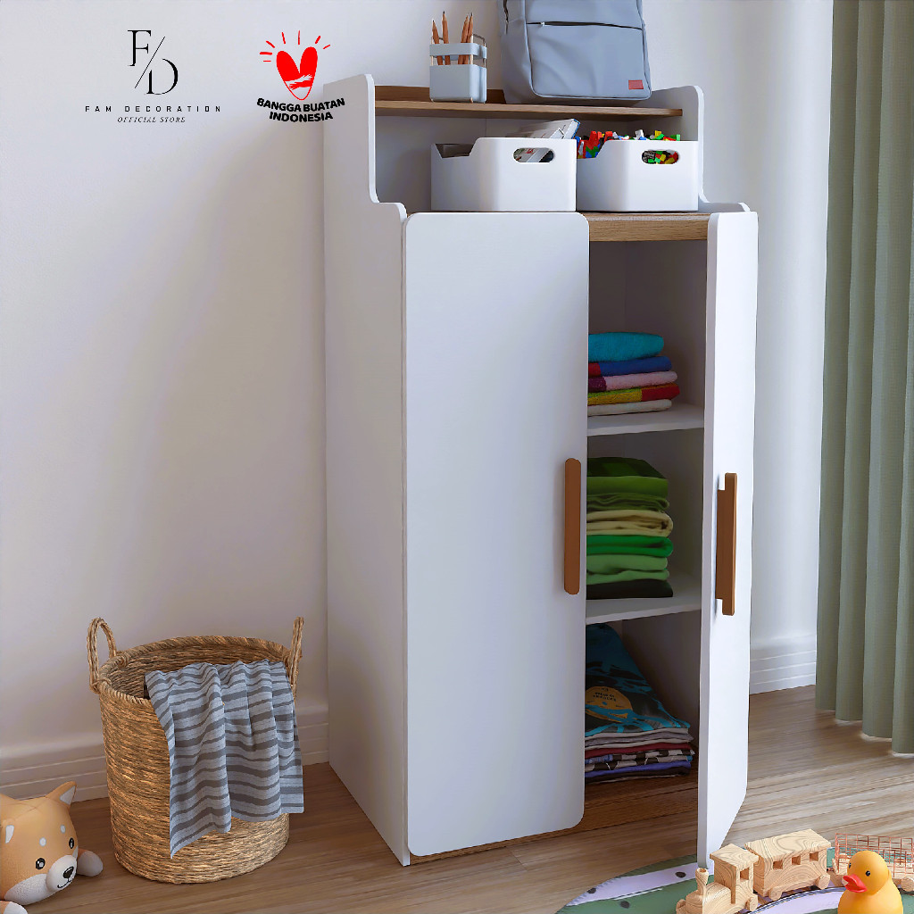 Lemari Pakaian Baju Anak Minimalis 2 Pintu / Lemari Pakaian Kecil Tipe LA01