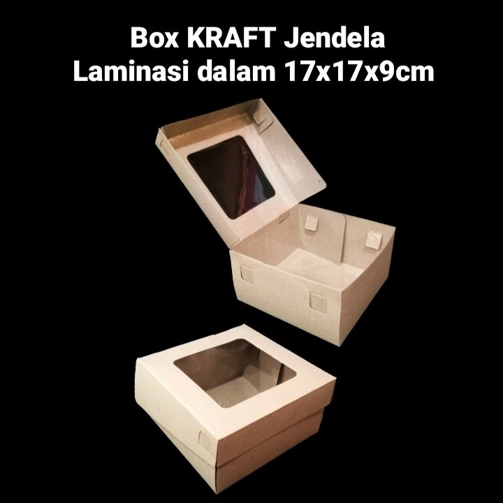

( 10 pcs ) Box Jendela Mika Hampers Cake Tart Ulang Tahun Kotak Dus 17x17x9 cm Kemasan Pudding