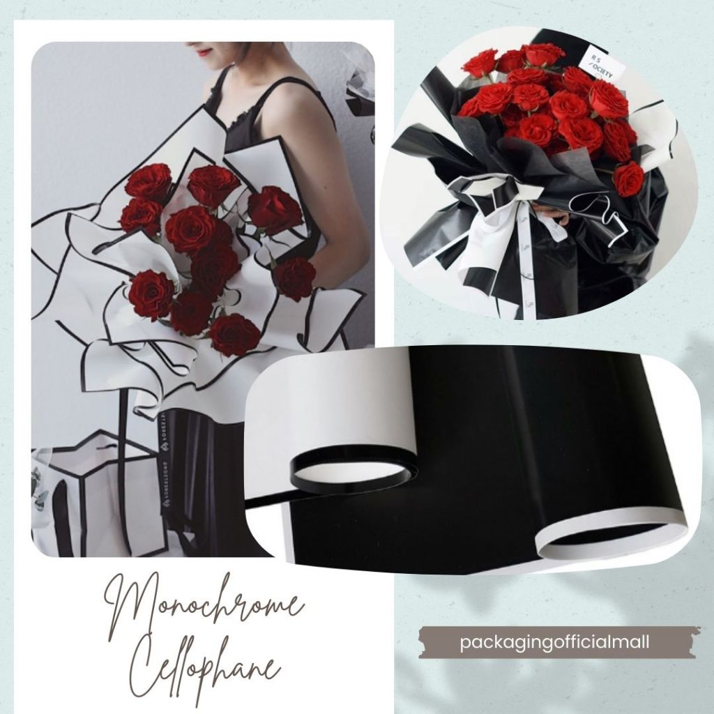 

MONOCHROME CELLOPHANE / FLORIST PAPER / KERTAS BUKET BUNGA / WRAPPING WRAPPER