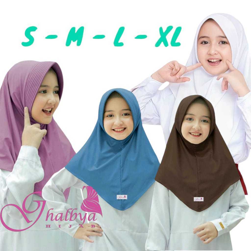 Kerudung Sekolah Anak SD SMP Jersey /Jilbab anak SD Bergo Instan Sekolah Anak SMA